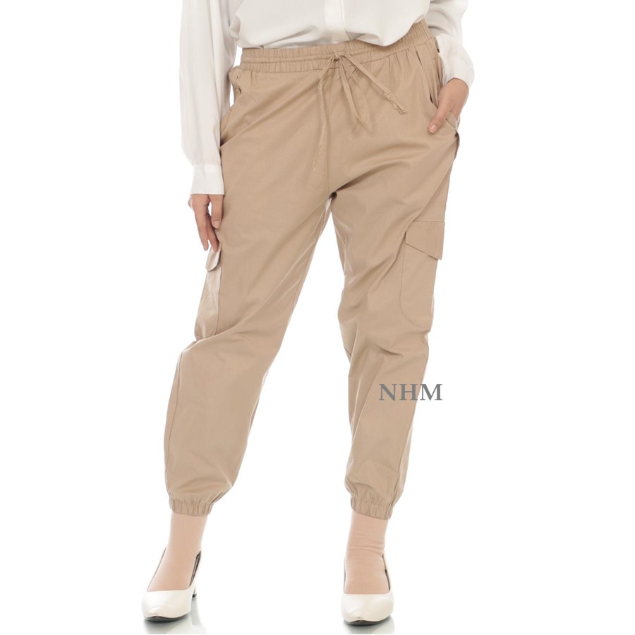 Celana Cargo Joger Wanita Jumbo Polos, Cargo Jumbo Stretch