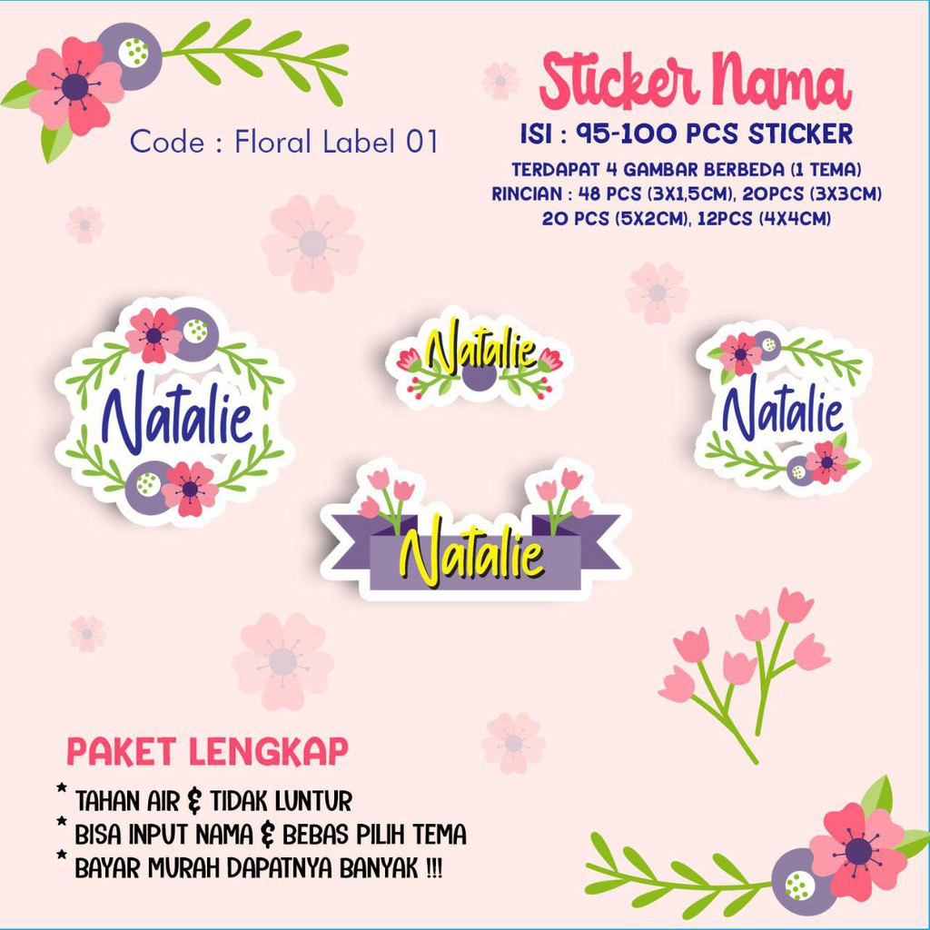 

Sticker / Stiker Label Nama Karakter Tema FLORAL BUNGA