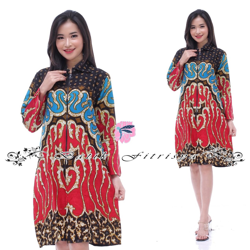 Tunik Batik - JUMBO MOTIF MERAH MEGA MENDUNG MODEL TERBARU TERLARIS BATIK PREMIUM WANITA