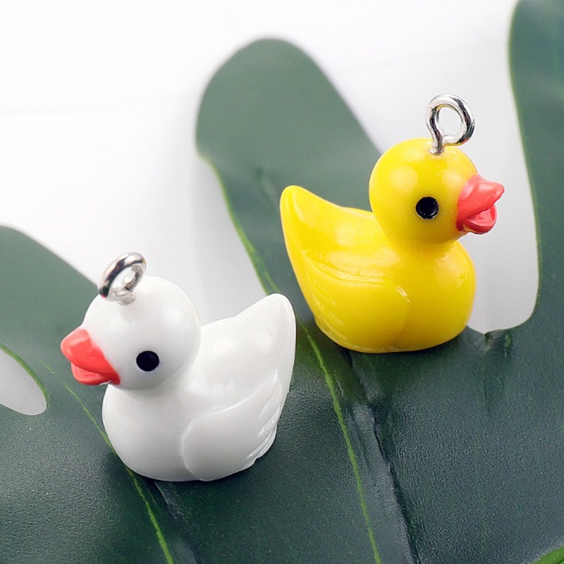 10pcs Gantungan Kunci Bentuk Hewan Bebek Bahan Resin Untuk Aksesoris Perhiasan