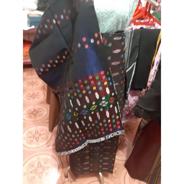 SARUNG TENUN TARUTUNG ETNIK BATAK PUCCA BINTIK BLANKET TOBA SONGKET WANITA BIRU NAVY MEWAH PALEMBANG