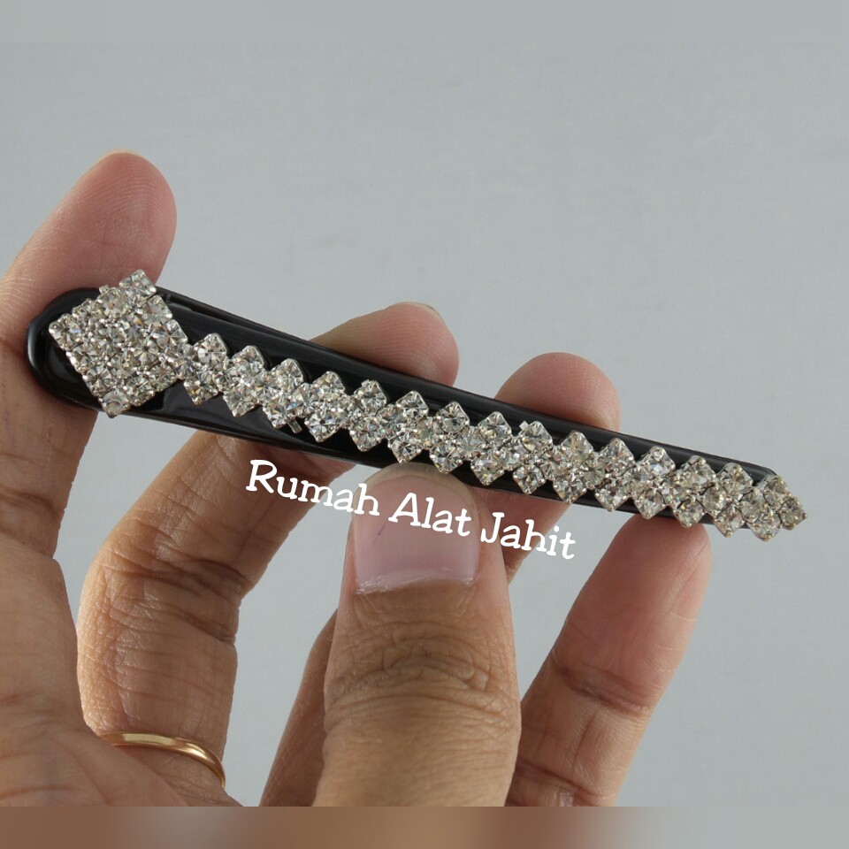 Jepit Rambut / Hair Clip Permata Baris Segi Empat 8cm