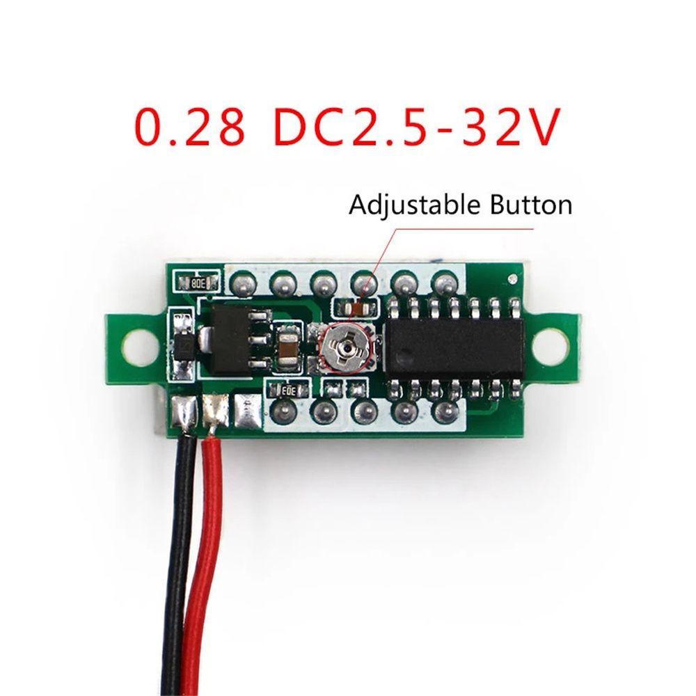 Augustina Voltmeter Digital Otomatis 0.28 Inch Daya Ponsel Tampilan Digital DC LED Kapasitas Display 2.5~30V Tester Detector