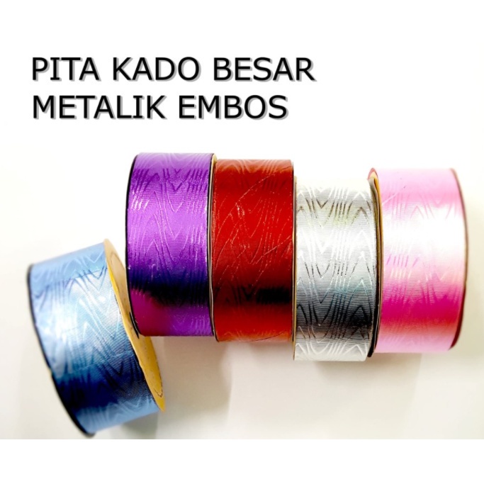 Pita Kado 4cm RIBBON Metalik Embos Laser Jepang Plastik Kertas Warna Warni Gift Hadiah Parcel Parsel Ulang Tahun Anniversary Birthday Party Wisuda Graduate Bouquete Bucket Pesta Bunga Prakarya Kerajinan Craft Crafting Art Seni Grosir Prakarya Malang