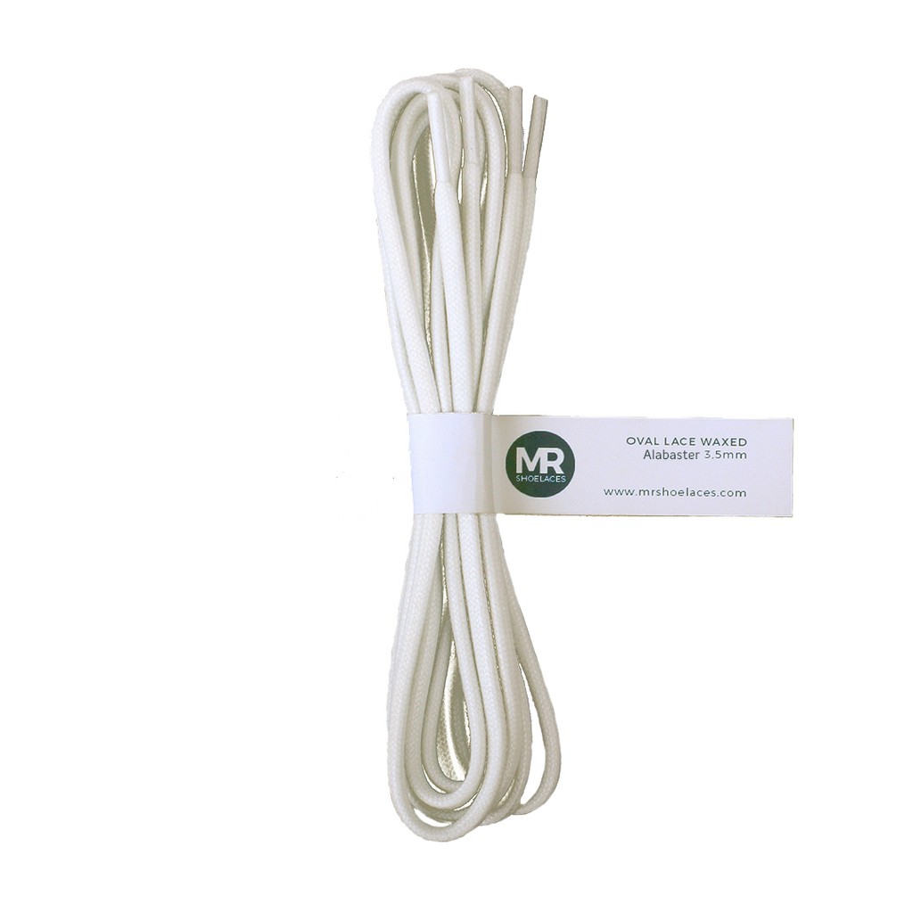 MR Shoelaces FC22 Alabaster Tali Sepatu Lilin Oval 3.5mm (Waxed Laces) 50cm 80cm 100cm 120cm 150cm 200cm - Premium Shoelace - Putih