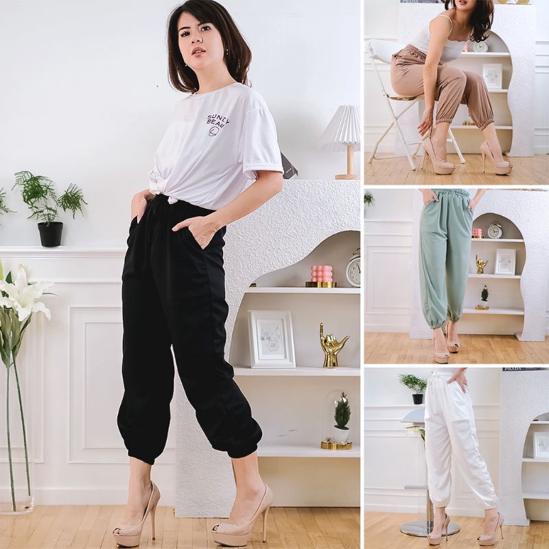 celana panjang cewek celana wanita joger kulot celana panjang santai celana korea ab10
