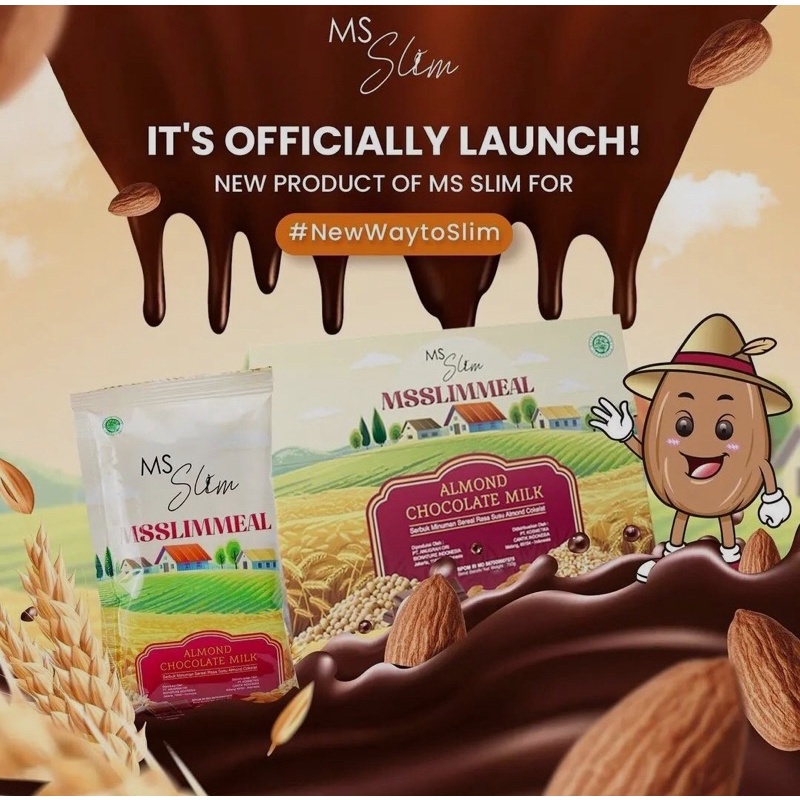 Ms Slim meal minuman diet rasa coklat minuman sereal chocolate almond milk ms glow