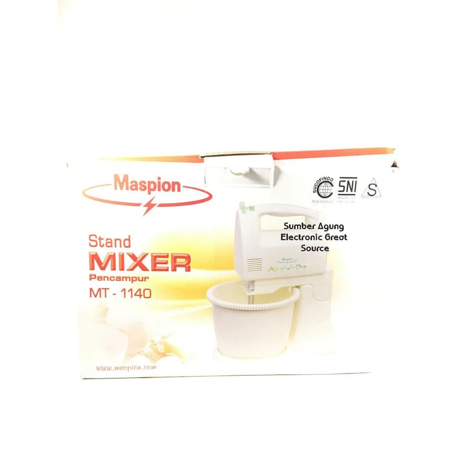 Maspion MT1140 Stand Mixer 1140 Dengan Mangkok Putar Otomatis SNI