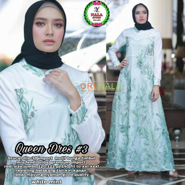 Queen dress #3 ukuran Jumbo LD120-122 by ori Nala brukat tile 3d premium