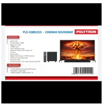 POLYTRON 43Inch Cinemax Soundbar Digital LED Full HD TV PLD-43BS153