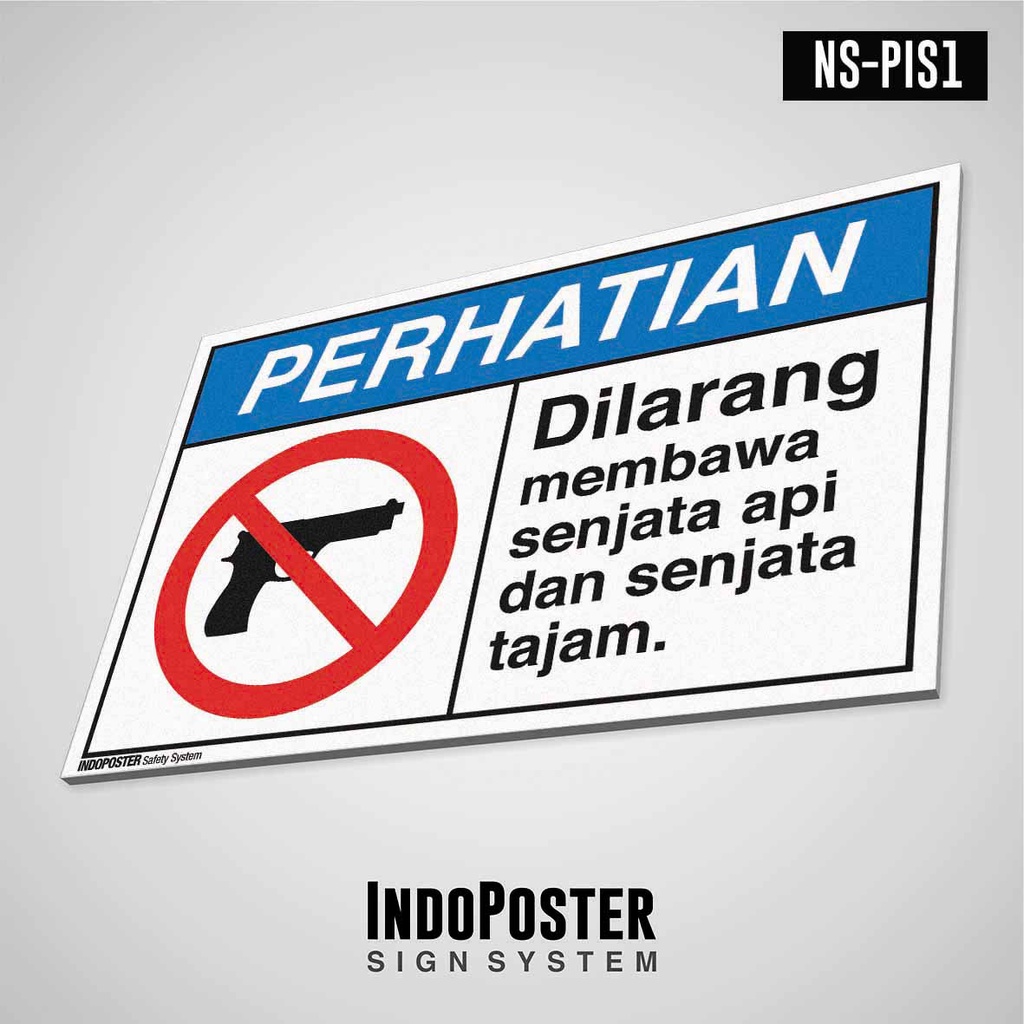 

Safety Sign Rambu K3 PVC ANSI Perhatian Dilarang Membawa Pistol M 45x30cm