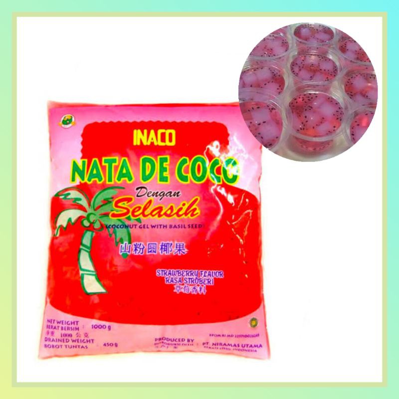 

Nata De Coco Inaco dengan Selasih Rasa Strawberry 1 kg