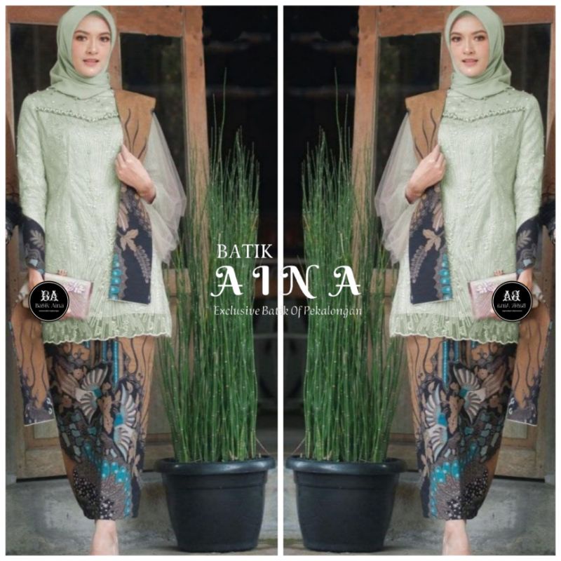 KEBAYA COUPLE MODERN KEBAYA TUNAGAN KEBAYA LAMARAN KEBAY WISUDA KONDANGAN TUNIK AKITA BEST SERIES MODERN-KEBAYA+ROK (GREENTE)