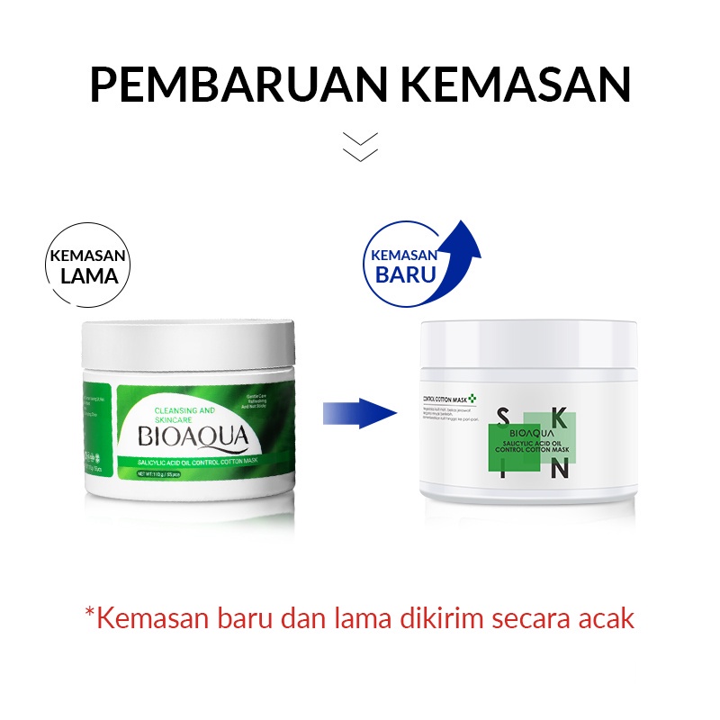 BIOAQUA Salicylic Acid Oil Control Cotton Mask 110g/55pcs Menyamarkan Jerawat &amp; Membersihkan Pori Wajah