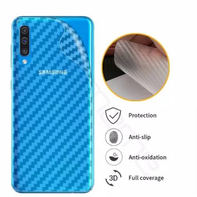 carbon fiber Samsung A50 2019 back screen guard anti gores BELAKANG