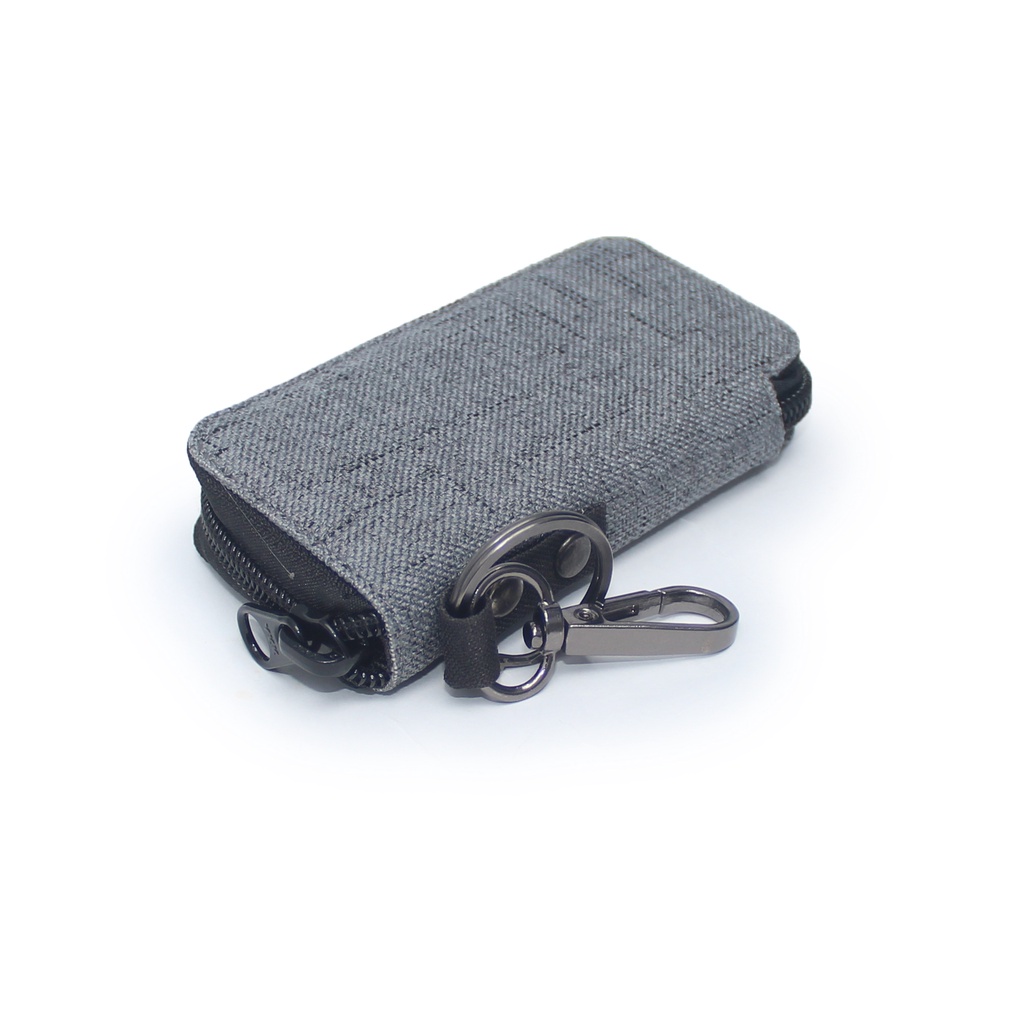 EMDS125 Gantungan Kunci Remote motor mobil keyless Dompet STNK - ABU ABU SERAT HITAM