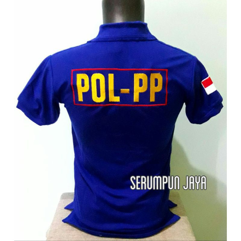 KAOS SATPOL PP BIRU - KAOS KERAH POL PP BIRU BENHUR - KAOS SATPOL PP BIRU RODA GILA FULL BORDIR