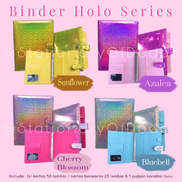 

BINDER HOLOGRAM GLITTER BAGIAN DALAM POLOS (INCLUDE KERTAS & PULPEN KARAKTER) FREE CARD HOLDER