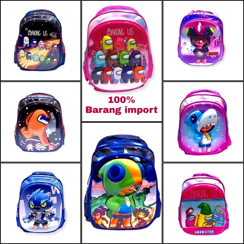 NEW TAS RANSEL ANAK SEKOLAH CEWEK COWOK IMPORT UNTUK ANAK PAUD 00220-00225