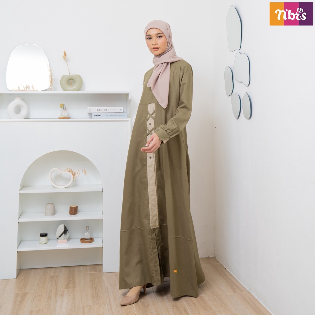 Nibras Gamis NS 82 Bahan Interlest Dress Fasion Muslimah Kekinian by Nibras Bisa COD