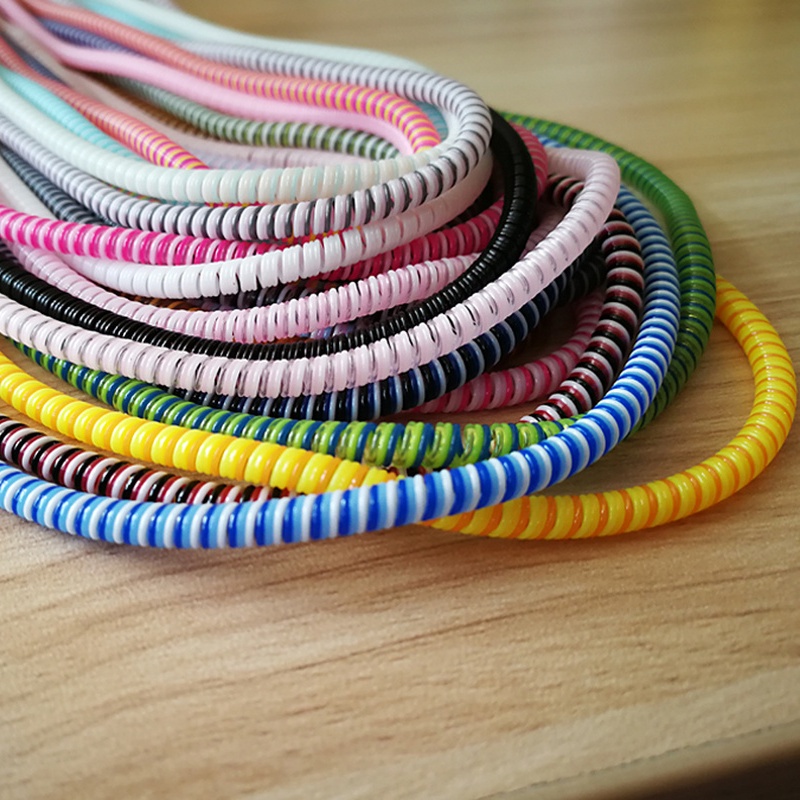 1.2M Colorful Phone Wire Cord Rope Plastic Protector Bobbin Winder/ USB Charging Cable Data Line Earphone Cover Spring Sleeve Twine