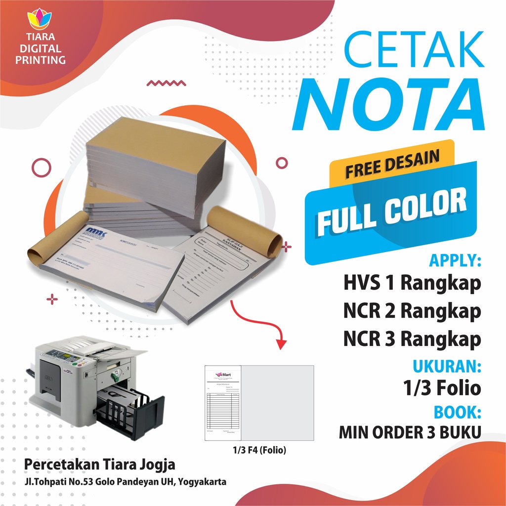 

Cetak NOTA 1/3 Folio | Free Desain | Full Color