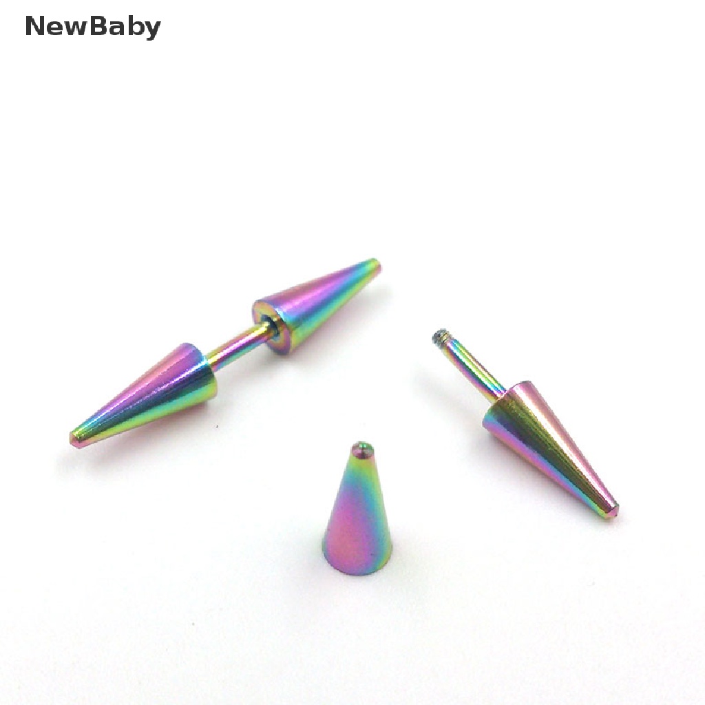 1 Pasang Anting Stud Rivet Spike Punk Rock Bahan Stainless Steel Untuk Pria Dan Wanita