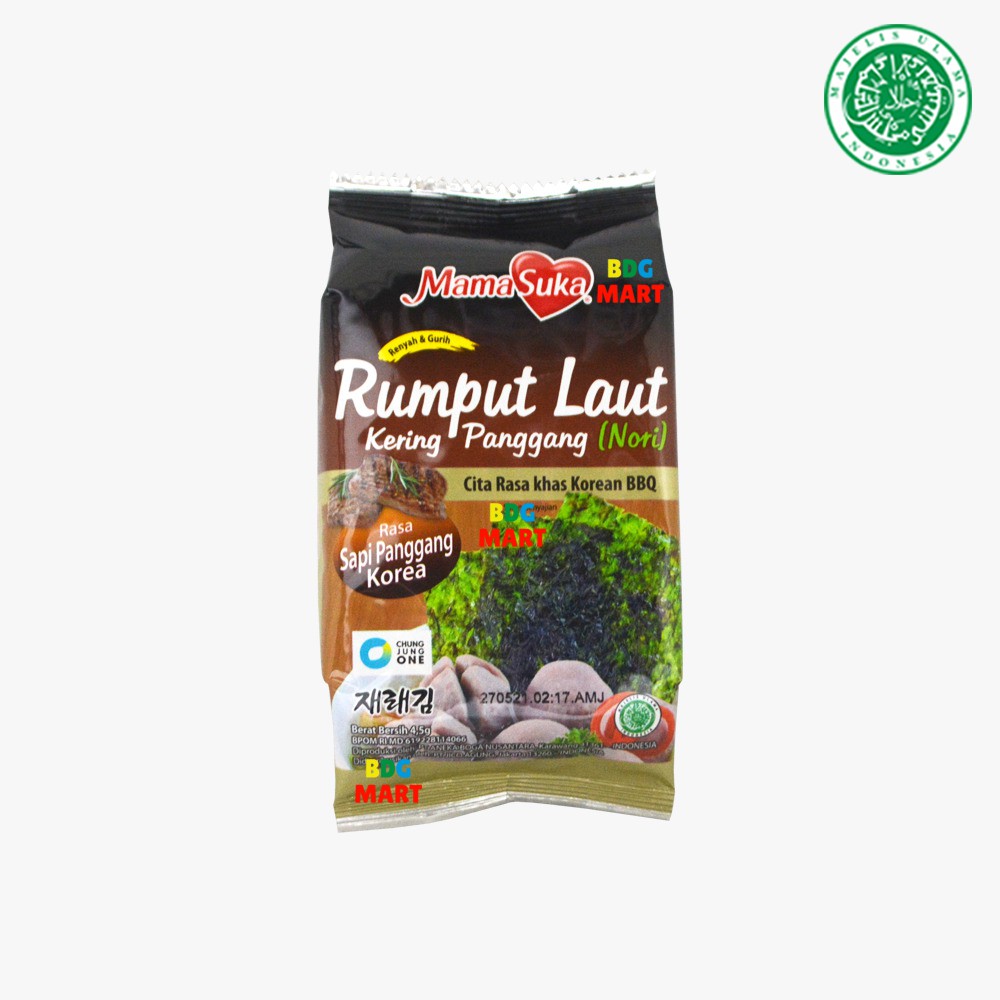 

Mama Suka Rumput Laut Rasa Sapi Panggang Korea Bbq Halal MUI - 4.5gr