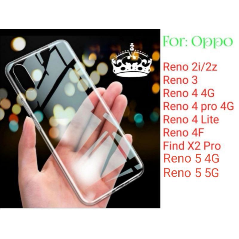 Silicon Oppo Reno 5 2f 2Z 3 4 Pro Lite 4F Find X2 Pro Clear case Bening Transparan Casing Cover