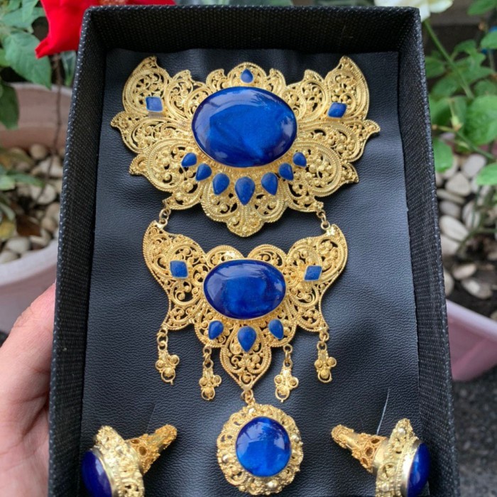 Terlaris SET BROS ALPAKA AKSESORIS KEBAYA BALI GA 545 - Biru