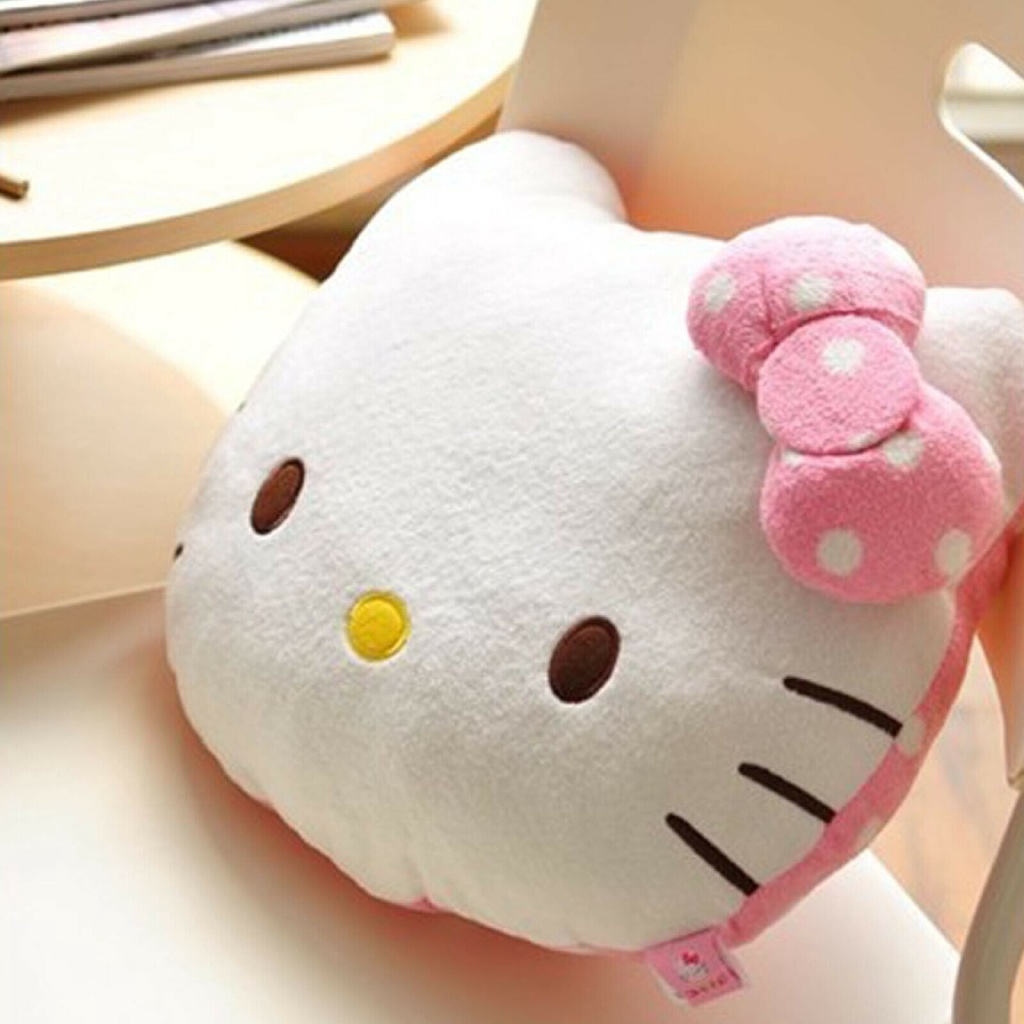 Bantal Leher Universal Motif Hello Kitty Warna Pink Untuk Headrest Mobil