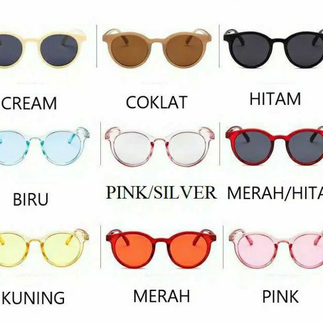 Kacamata Hitam Wanita Gaya Retro Frame Bulat Fashion Korea