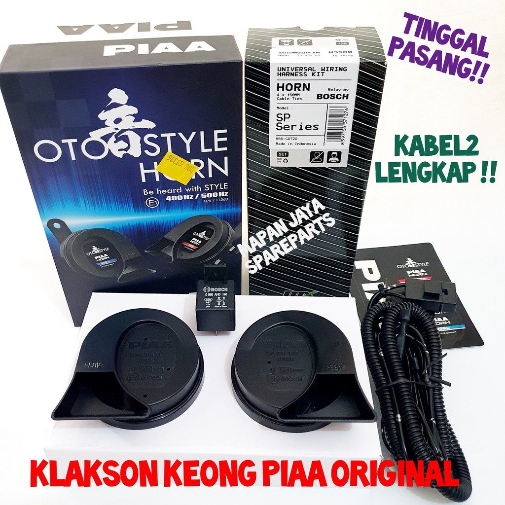 BEL KLAKSON KEONG PIAA OTOSTYLE LENGKAP KABEL SET RELAY ORIGINAL BARU