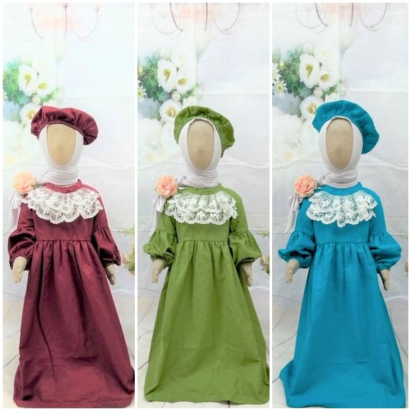Gamis Anak Poetri Free Topi - One Set Poetri