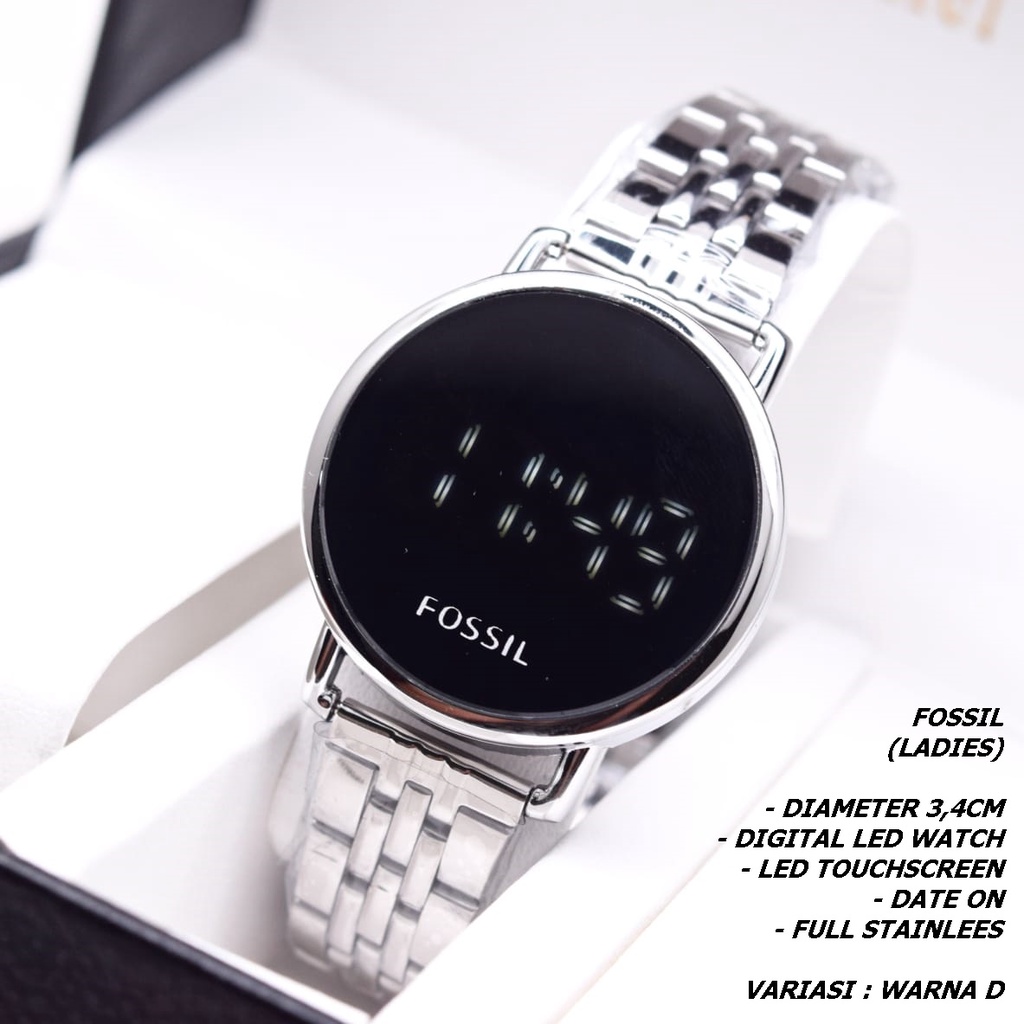 JAM TANGAN WANITA FASHION RANTAI BODY BULAT LED TANGGAL AKTIF