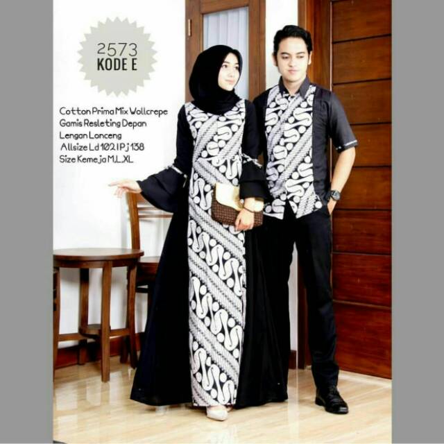 Bisa pisah  Sania Ruffle Batik Couple kombinasi monocrome