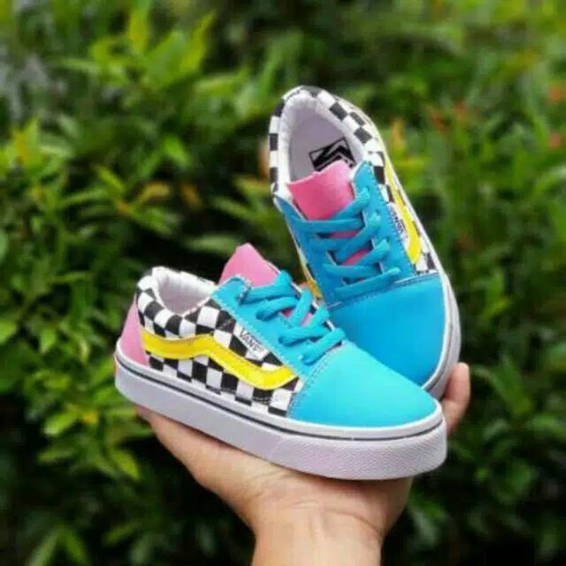 sepatu vans old schol pelangi anak termurah