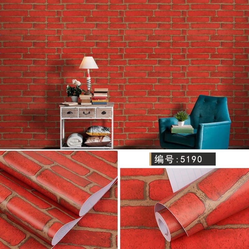 WALLPAPER DINDING / WALLPAPER STICKER BATA MERAH