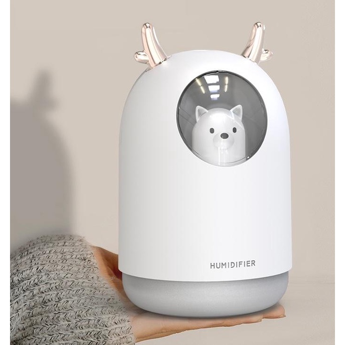 [TAFFWARE] Humidifier Aromatherapy Ultrasonic Pewangi Ruangan Air Diffuser Aroma Terapi Purifier Oil Nano Spray-Teddy Putih