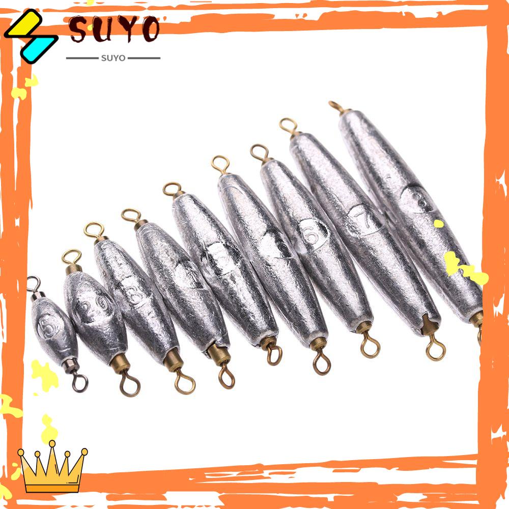 Suyo 5pcs Sinker Pemberat Timah Anti Debu Bentuk Olive ring Ganda