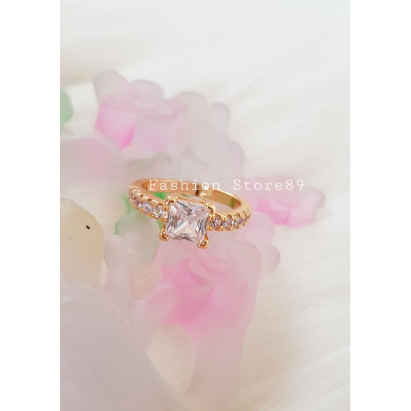 Cincin fashion full permata xuping lapis emas 18k import