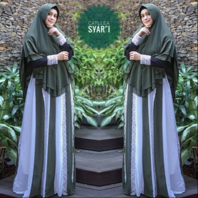 Gamis ceruty babydoll set khimar, Catllea Syar'i