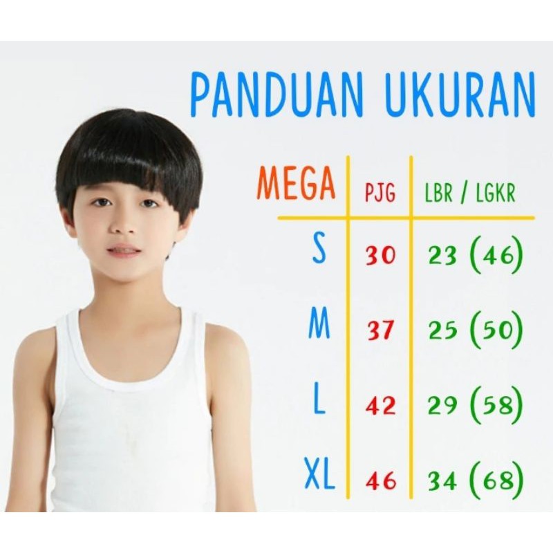 Kaos Dalam Bayi, Remaja, Dewasa singlet Anak size, S, M, L, XL, XXL, Pakaian Dalam Anak