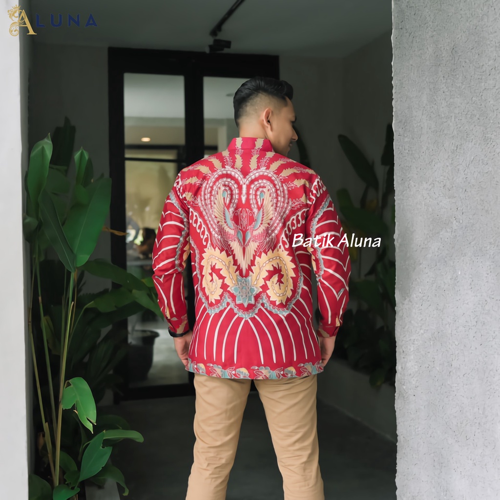 BATIK SOLO PREMIUM PRIA MOTIF KOMBINASI LENGAN PANJANG REGULAR LAPIS FURING KATUN ALUNA PCW 119