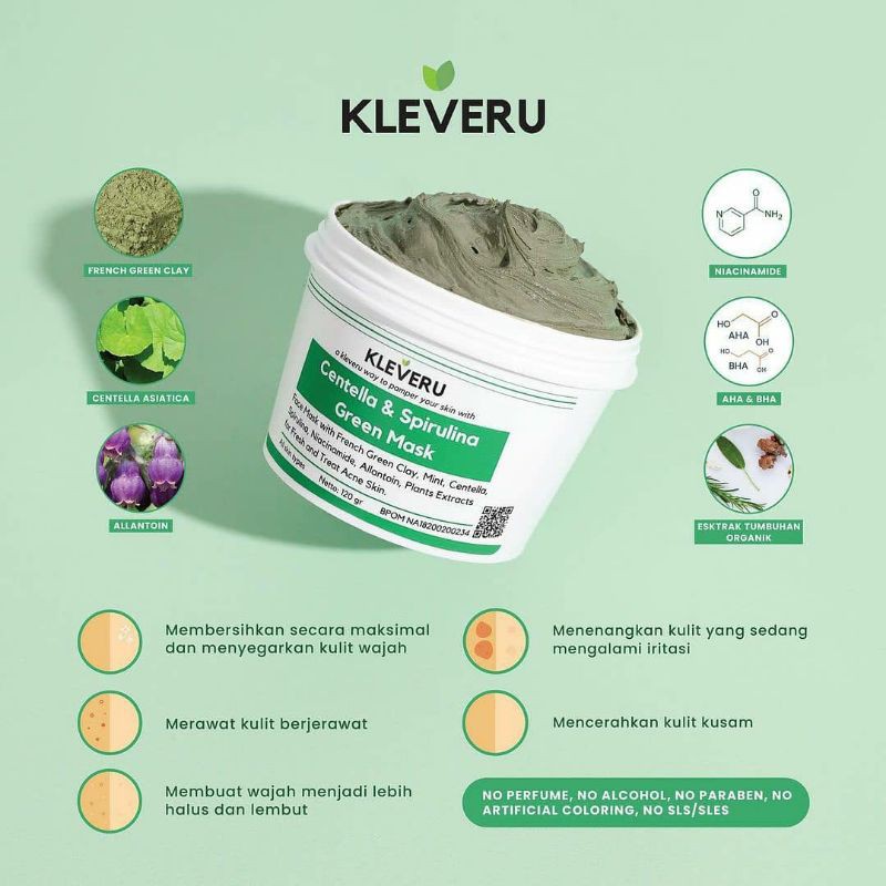 KLEVERU PINK &amp; GREEN MASK 120gr