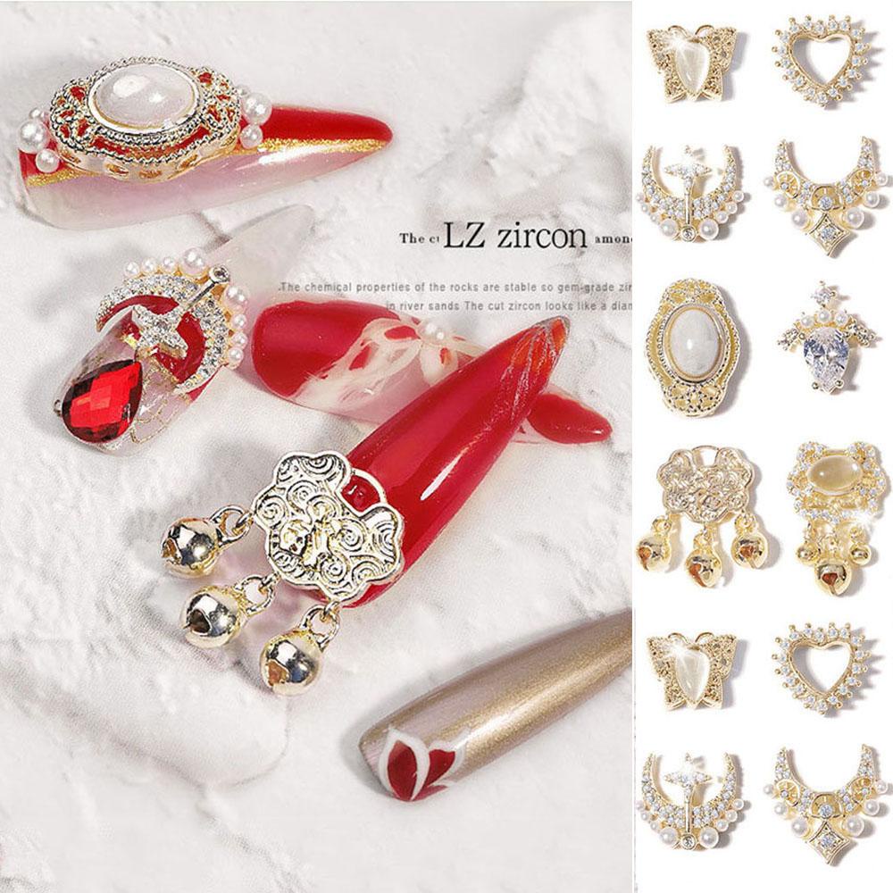AUGUSTINA Agustina DIY Nail Art Zircon Logam Berlian Retro Zircon 3D Dekorasi Nail Art