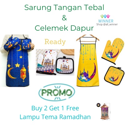 SARUNG TANGAN OVEN TEBAL Ramadhan CELEMEK Lebaran APRON MASAK DAPUR TAHAN AIR Gloves TEBAL WATERPROOF Dekorasi Ramadhan Hiasan Lebaran Eid Perlengkapan Dapur Eid Mubarak Celemek Waterproof Sarung Tangan Oven Tebal Baking Memasak Anti Air Dan Panas