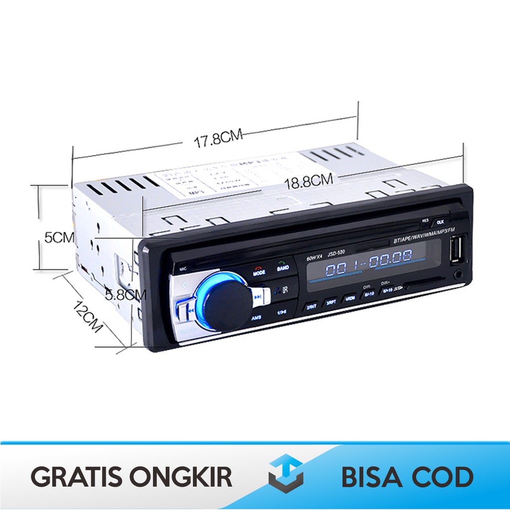 TAPE AUDIO MOBIL BLUETOOTH MULTIFUNGSI TAFFWARE ORIGINAL JSD-520 MURAH