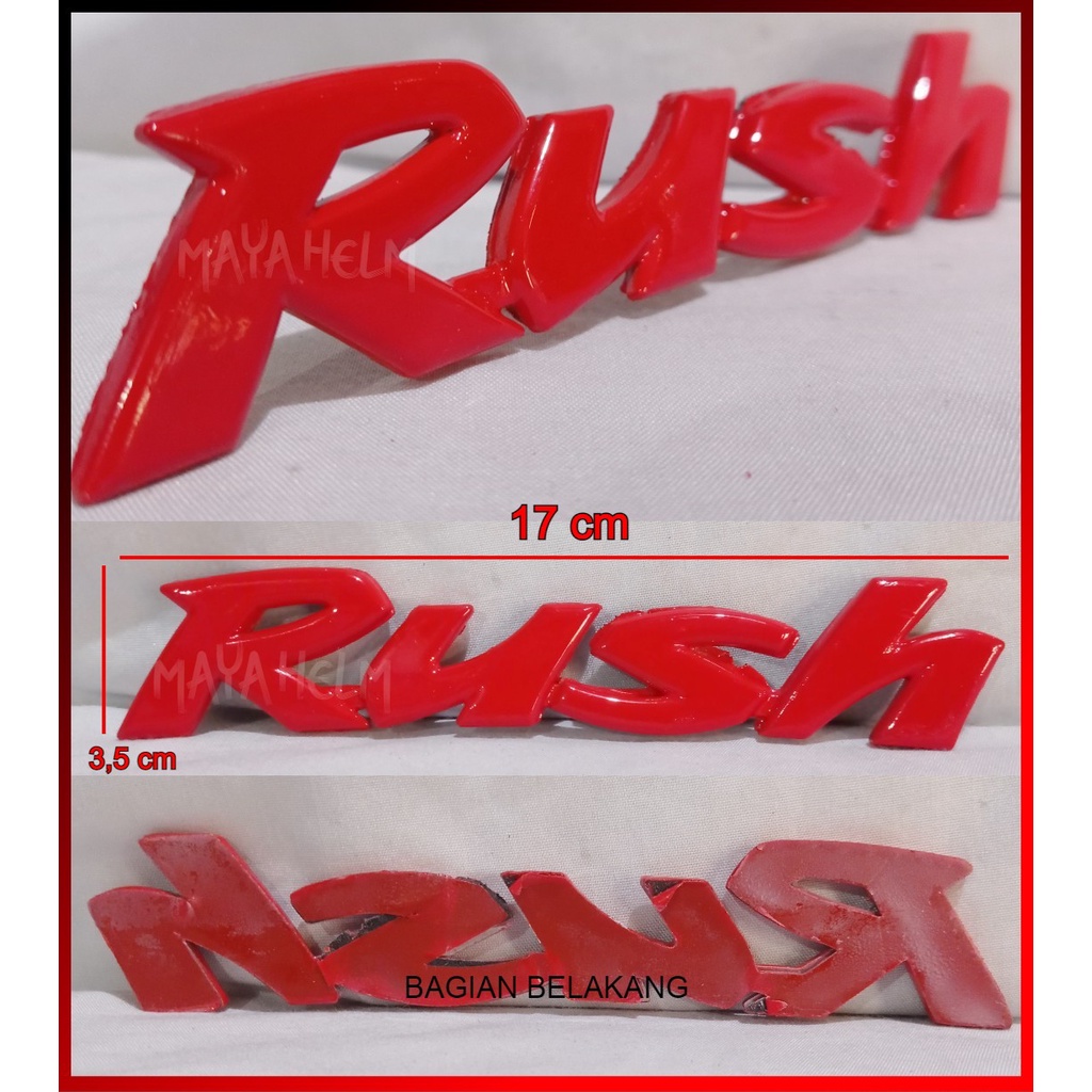 Emblem Logo Mobil Tulisan Toyota Rush Merah