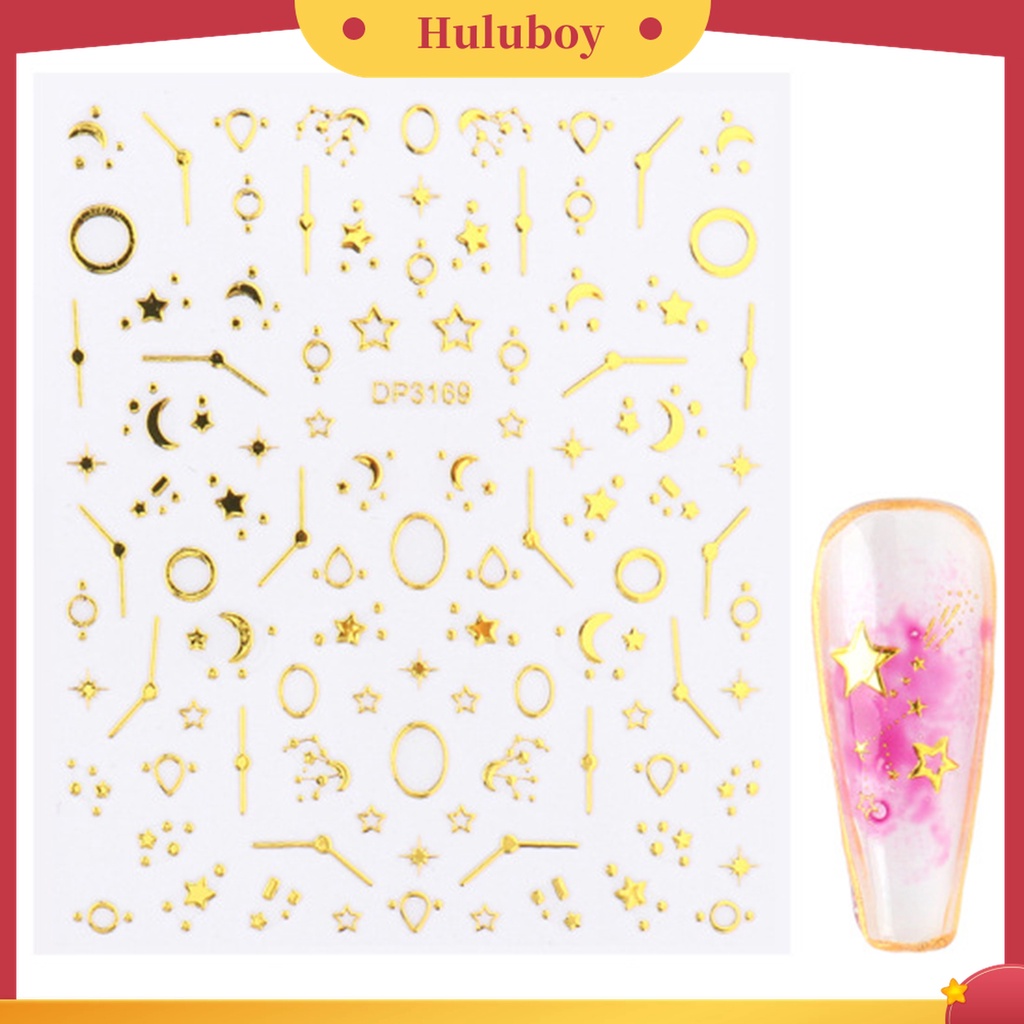 Huluboy Huluboy♡ 3pcs / Set Stiker Kuku Motif Geometri Ultra Tipis Anti Pudar Untuk Dekorasi Manicure / Nail Art